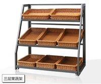 Supermarkt fruit-, groente-, houten en metalen displayrek