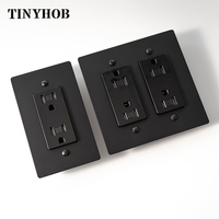 Interrupteur à bascule moleté en laiton noir, norme américaine, pour hôtel, avec prise USB GFCI 15A 110V CS-0280