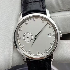 Reloj de pulsera de lujo para hombre, nuevo modelo 2026, con esfera blanca, índices de diamante, caja plateada, resistente al agua, movimiento mecánico, pequeños segundos y fecha. - Product Image 4