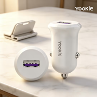 YooKiE PC17 Pengisi Daya Mobil Cerdas 1-USB 18W dengan Kabel USB-A ke IPH QC3.0 Pengisian Cepat untuk Ponsel.