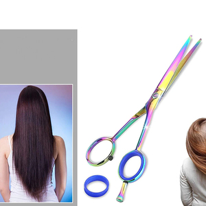 Rainbow Color Barber Scissors Stainless Steel Razor <b>Edge</b> Ultra Sharp <b>Rubber</b> Handle Foldable Salon Hair Cutting Shears Wholesale - Product Image 3