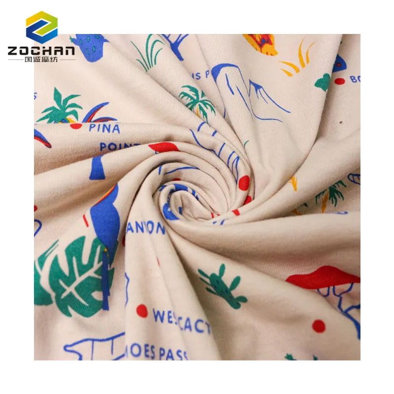 Textile d'impression écologique 100% jersey imprimé en coton australien tricot imprimé zoo durable tissu transparent pour enfants sous-vêtements