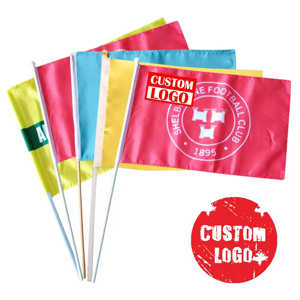 High Quality Custom Polyester Supporter waving Hand held Flag