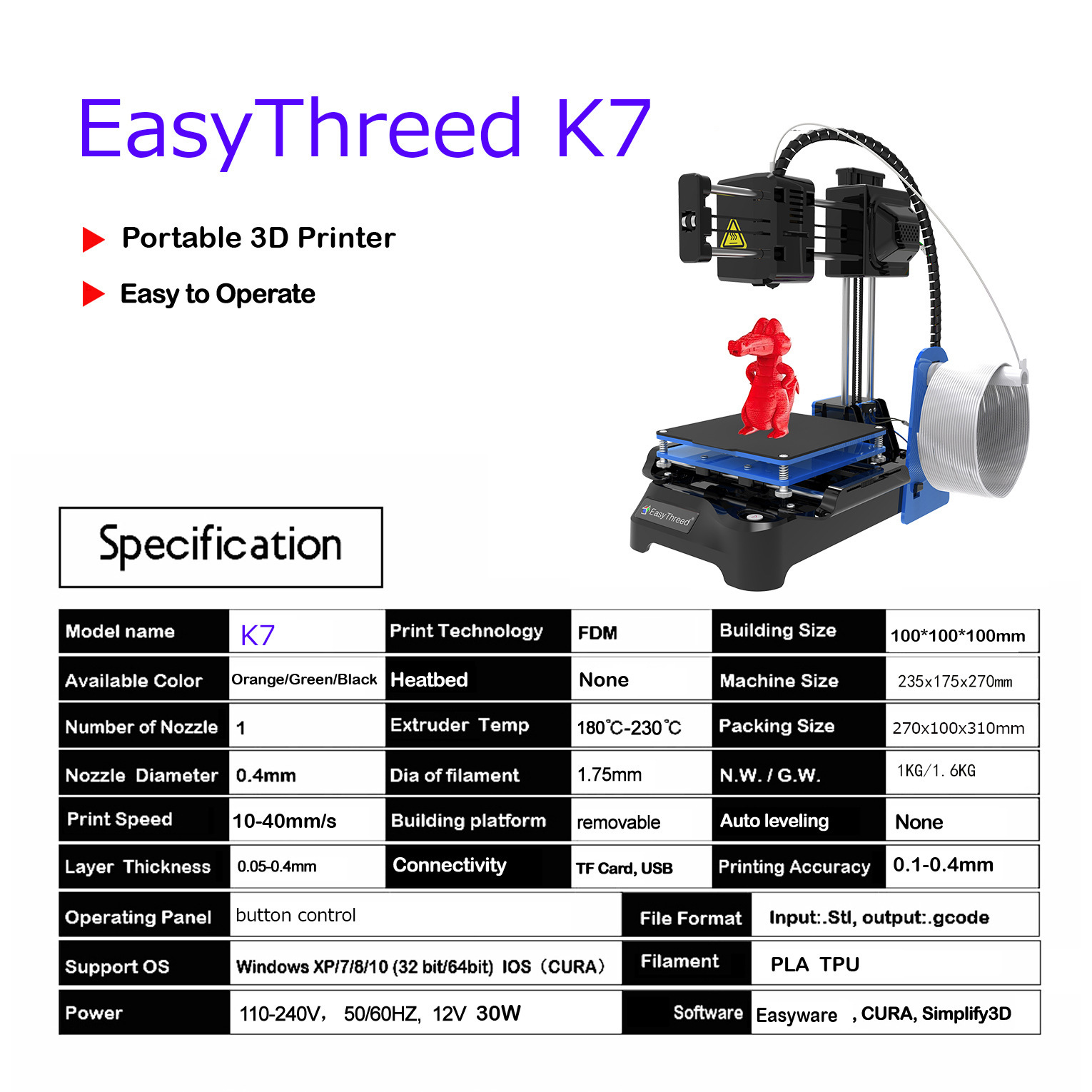 K7 Mini 3D Printer for Toys and Miniatures | Smart Printing