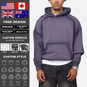Sudadera con capucha bordada para hombre, de algodón French Terry de alta calidad, estilo vintage, con cremallera, lavado desgastado, personalizada OEM - Product Image 3