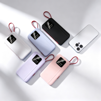 Batterie externe portable 10000mAh 22.5W à charge rapide avec câble Type-C intégré, affichage numérique, logo personnalisé