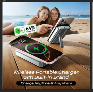 CX-2 10000mAh Power Bank 15W Magnetic Wireless Foldable Stand Dual Built-in <b>Cables</b> Fast Charge Banks CX-2 CX-2 - Product Image 5
