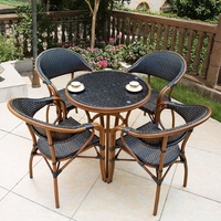 Café Café Jardin Waterpoof Durable Corde Rotin Osier Restaurant Salle À Manger Villa Tables et Chaises D'extérieur Ensemble De Meubles De Patio Jardin Ensemble De Meubles D'extérieur