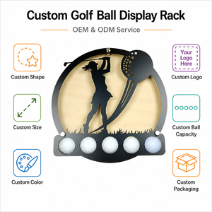 Support mural personnalisé pour balles de golf en bois et fer, avec options d'agencement, de logo, de forme, de taille, de présentation et d'emballage - Product Image 4