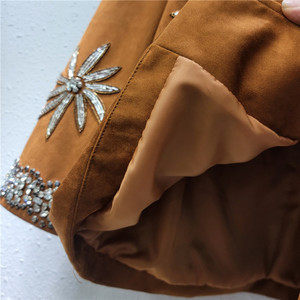 Giacca in Denim Lavato con Paillettes e Strass, Giacca da <span class=keywords><strong>Donna</strong></span> con Decorazioni Floreali in Perline e Diamanti - Product Image 4