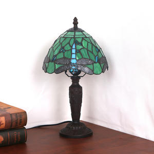 Ouhao Luxury Small <b>Table</b> <b>Lamp</b> with Dome <b>Shade</b> Tiffany Stained Glass Indoor Decorative Ambient Light Bedside <b>Lamp</b> - Product Image 1