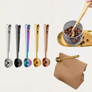 Multifunctional Stainless Steel Metal 15ml Powder Coffee <b>Measuring</b> <b>Spoon</b> with Seal Clip - Product Image 1