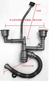 T Plastic Drain Pipe Wash Basin Wall Drainer Space Saving Drainer Kitchen Waste Hose Sink Siphon Kitchen Sink Strainer