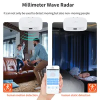 Détecteur de présence humaine intelligent Tuya WiFi/ZigBee avec radar à ondes millimétriques 24G, contrôle par application, détection de 0,3 à 9 m pour hôtels et usage domestique