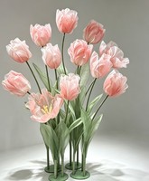 Bunga Tulip Organza Raksasa Buatan Desain Baru untuk Dekorasi Jendela, Pesta Pernikahan, Set Bunga, Latar Belakang Air Terjun