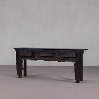 Table console d'angle vintage en bois massif sculpté, trois tiroirs, table d'appoint de luxe antique pour la décoration d'hôtels et de villas, écologique