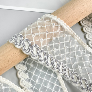 Wholesale Embroidery Tulle Beaded Lace Trim Border Luxury Net Mesh Lace Ribbon for <strong>Dresses</strong> Bridal <strong>Veils</strong> Costumes &amp; Crafts - Product Image 3