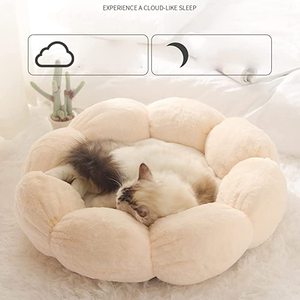 Cama de gato de Donut de felpa calmante, camas divertidas para gatos con flores, cama bonita y acogedora para gatos y perros - Product Image 2