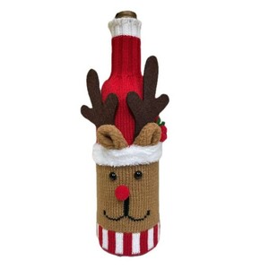 Décorations de Noël, couvre-bouteille de vin en fibre acrylique rouge pour personnes âgées, tricoté en cercle, 30 cm, écologique, style européen, restaurant - Product Image 2