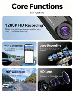 Nueva <span class=keywords><strong>Dashcam</strong></span> de 3 Pulgadas y 4 Canales con WiFi, GPS Integrado, HD <span class=keywords><strong>1080P</strong></span>, Súper Visión Nocturna, Grabación en Bucle, Caja Negra, DVR para Automóvil - Product Image 5