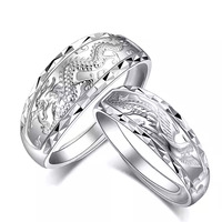 Bague pour homme classique en acier inoxydable plaqué argent, motif Dragon dominant Baifu Live Tide, ajustable