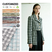Tissu en tweed tricoté extensible en polyester métallisé coloré, teint en fil, pour manteaux et costumes d'hiver – Vente en gros