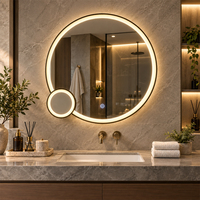 Miroir de salle de bain LED de luxe mural rétroéclairé avec interrupteur à capteur, taille personnalisée, fournisseur OEM