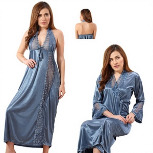 Elegante Bata de Satén de Seda Vintage de 2 Piezas, Novedad, Conjunto de Camisón Largo para Mujer con Encaje y Cintura Elástica, Ropa de Dormir para Verano y Primavera - Product Image 6