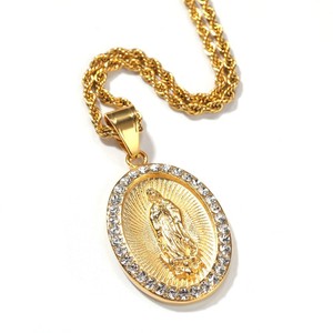 Impermeable 18K oro PVD plateado 316L joyería de acero inoxidable al por mayor alas de Ángel colgante collar de cadena de cuerda trenzada para hombres - Product Image 4