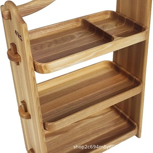 ถาดเสิร์ฟไม้ 3 ชั้น แบบพกพา สำหรับจัดเก็บผลไม้ ขนม และของใช้บนโต๊ะ - Product Image 5