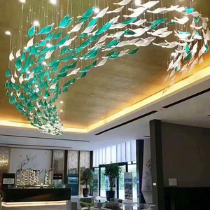 Lampu gantung dekorasi seni Modern, lampu gantung besar kustom dengan lampu bentuk panjang kristal - Product Image 1