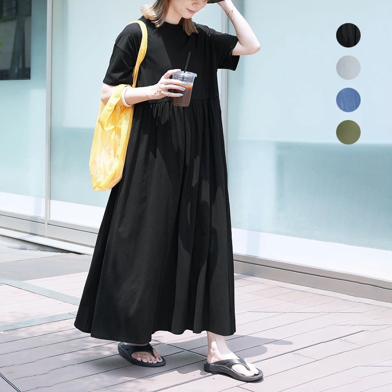 long sleeve maxi tee dress Wholesale MOQ6 Printed Tie Neck Long Sleeve Maxi Dress