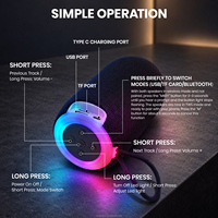 Enceinte Bluetooth 5.4 TWS 800 mAh, double haut-parleur 52 mm, son 360°, lumière RGB, enceinte portable sans fil pour fêtes en extérieur et voyages