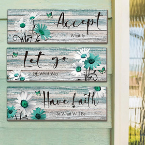 In stock wooden <b>wall</b> <b>stickers</b>, <b>decorative</b> doorplates, square wooden plaques, hanging blue daisy logo signs, home <b>decorations</b>. - Product Image 1