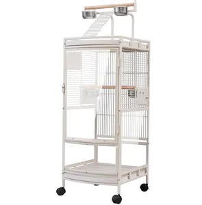 New Style Acrylic Bird Cage With Rolling Stand For Large Parrots Conure Lovebird Cockatiel Pigeon Cages