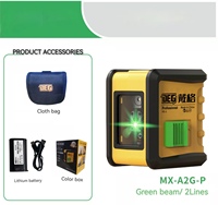 Niveaux laser DEGLASERS 2 lignes, faisceau vert, outil de nivellement laser à lignes croisées DIY, par batterie au lithium rechargeable pour la décoration intérieure