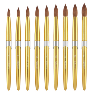 Luxury 9 Size Kolinsky Acrylic <b>Nail</b> Brush Set Glossy Gold Metal Handle for Acrylic Powder <b>Extension</b> - Product Image 1