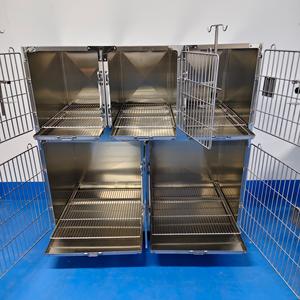 Gabbia <span class=keywords><strong>per</strong></span> Animali Domestici in Acciaio Inox 304 di Grandi Dimensioni, Gabbia Veterinaria a Doppio Piano con 5 Porte e Ruote Spostabili - Product Image 5