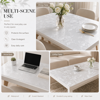 Protecteur de table en PVC gaufré, Housse de table en PVC transparente à motif floral, Imperméable, Facile à nettoyer, Flexible, Résistant aux rayures