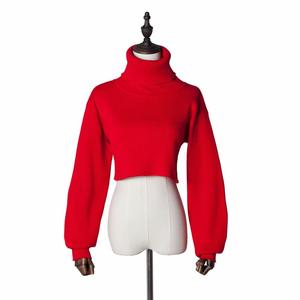 Suéter de inverno feminino de gola alta, curto, crop top, blusa de inverno de alta qualidade 2023 - Product Image 5