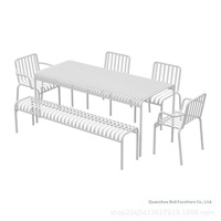 Ensemble table et chaises d'extérieur en fer moderne pour salon de thé au lait, café, petit design créatif, balcon, cour avec garantie de 5 ans