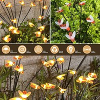 Solarbetriebene 6-Köpfige Honigbienen-Glühwürmchen-Lichterkette für Garten, Terrasse, Rasen, Landschaft und Hof-Dekoration