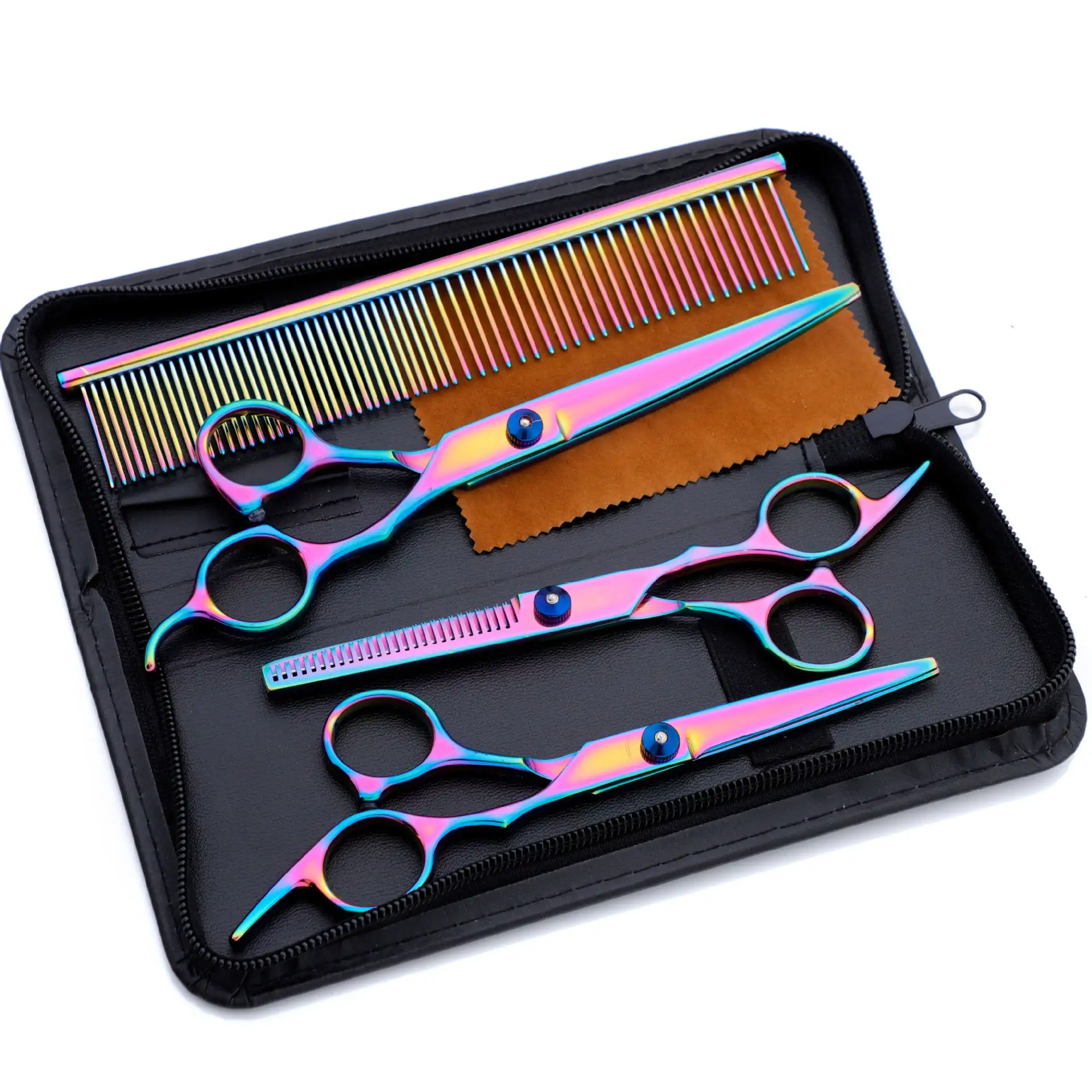 Profissional Pet Grooming Scissors Set Pet Trimmer Kit Aço Inoxidável Dog Cat Hair Thinning Shears para pet com Grooming Comb