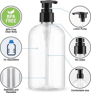 Bouteilles de shampooing rondes transparentes en PET de 32 oz/1 litre, vides, rechargeables, sans BPA, avec pompe pulvérisatrice et impression sérigraphique - Product Image 4