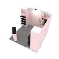 Stand d'exposition portable en aluminium sans outil, autoportant, 10x10 pieds, avec valise à roulettes et impression par sublimation