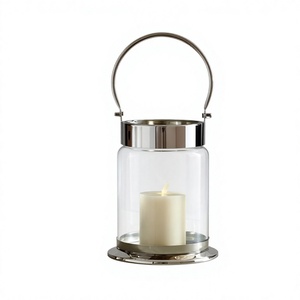 Ensemble de porte-bougies modernes en fil métallique doré en spirale, lanterne en fer, cylindre en verre, décoration de table de mariage - Product Image 3