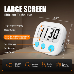 <b>LED</b> Counter Display Alarm <b>Clock</b> Manual Electronic Countdown Sports Magnetic Digital Timer Kitchen Cooking Shower Study Stopwatch - Product Image 3