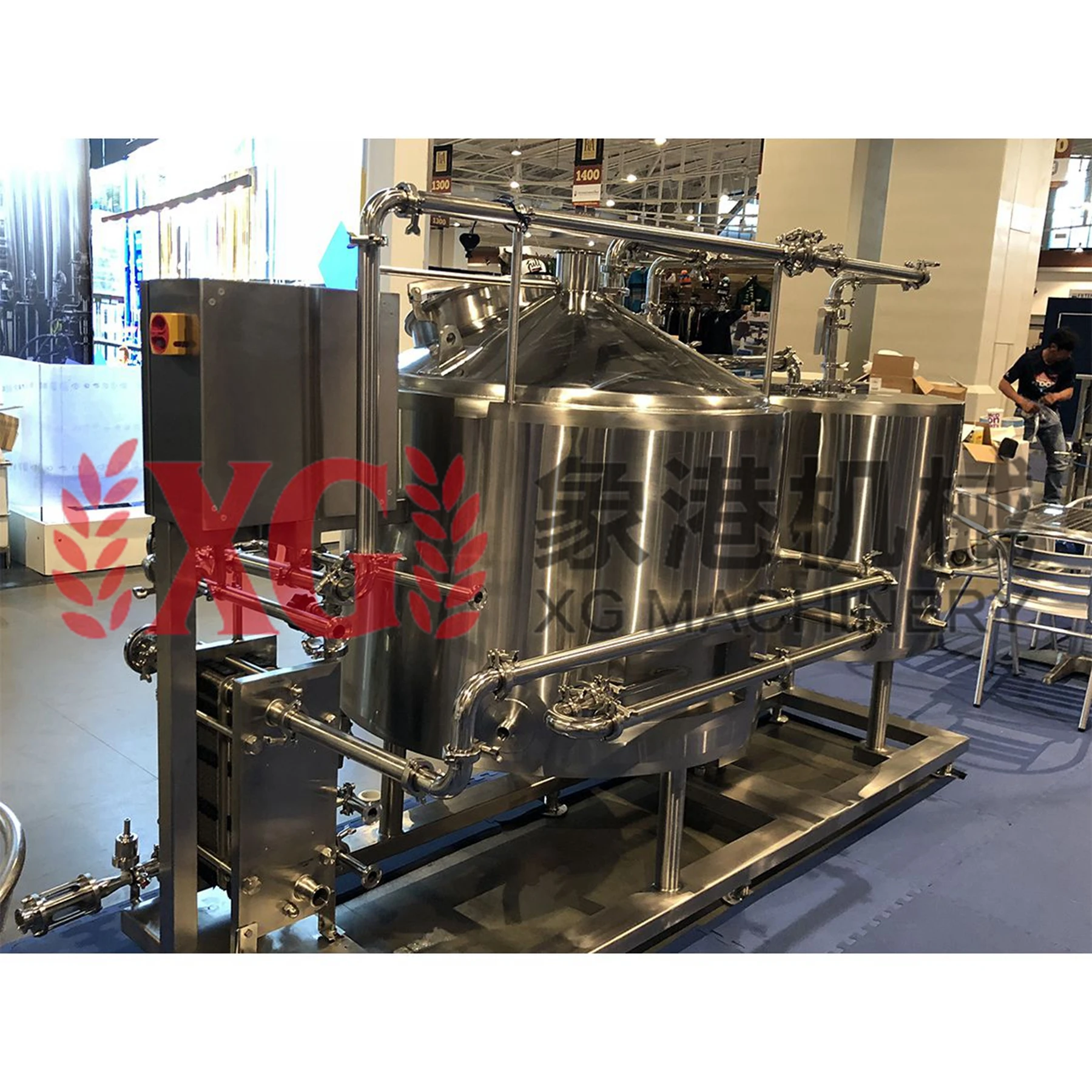 Зеркальный паровой тепловой аппарат на два сосуда 1000 л 10HL для микропивоварни