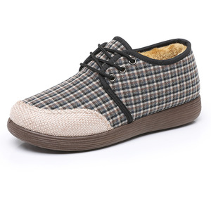 2024 invierno viejo Beijing mujer cómodo tobillo de lana botín Slip-On cierre plataforma estilo pisos - Product Image 1