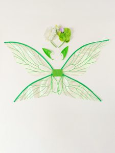 Decora oggetti di scena fata, retro farfalla verde trasparente, ornamenti ala principessa e bambina per bambini - Product Image 2